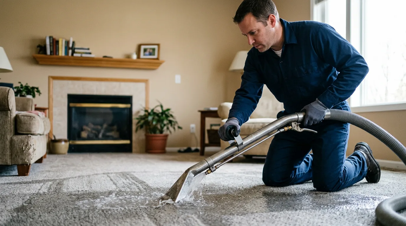 Water damage restoration technician working near Keenes, IL